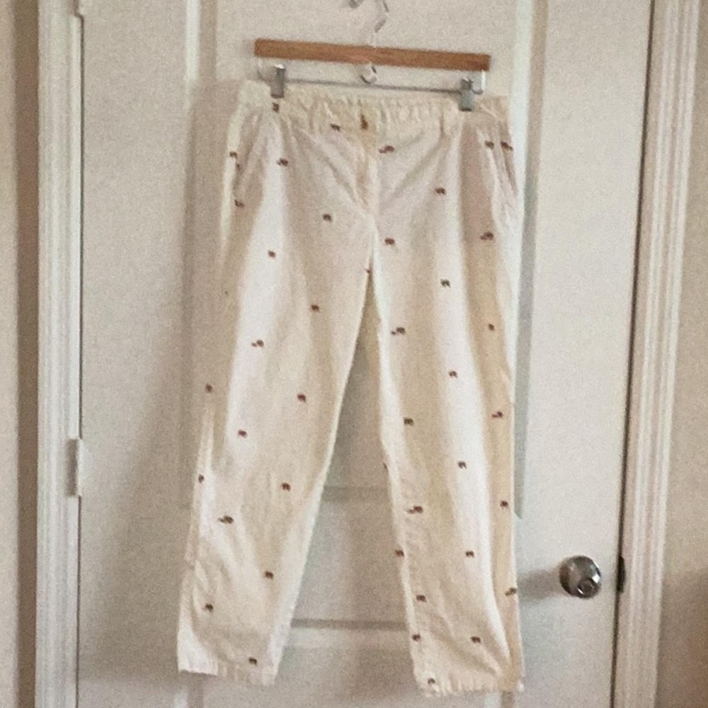 Women’s Cream Embroidered Cotton Pants